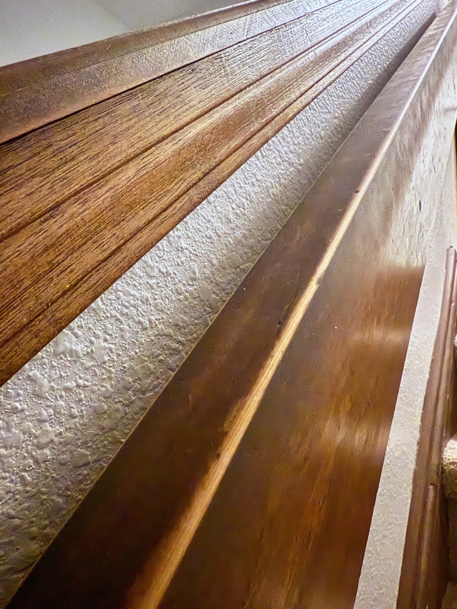 Wooden staircase railing